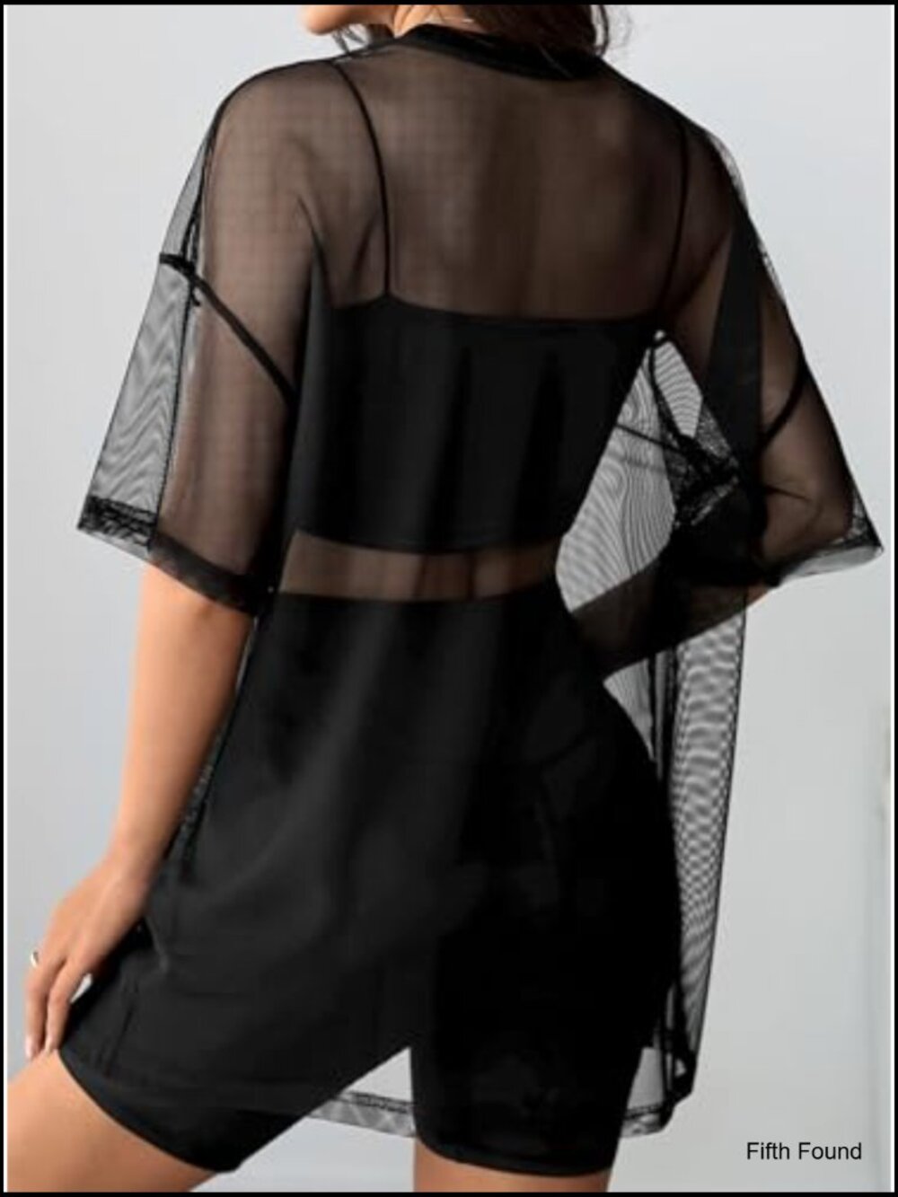 Sheer Mesh Oversized T-Shirt Short Sleeve Crew Neck Loose Fit See Through Tee - Picture 2 of 7